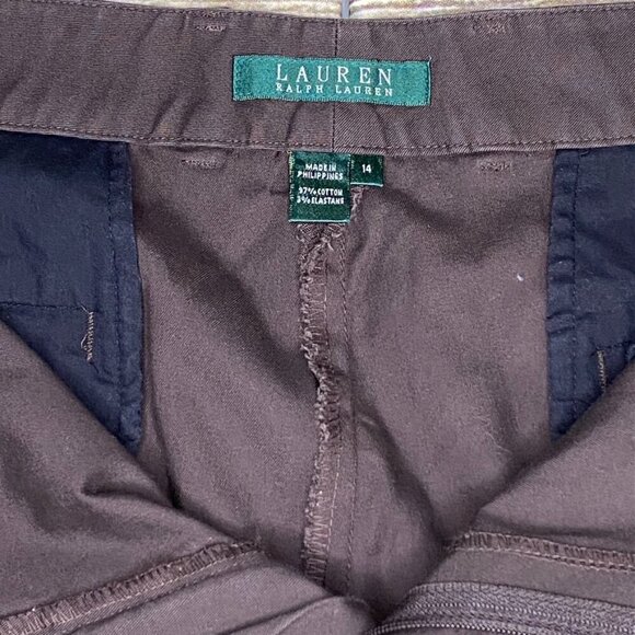 Lauren Ralph Lauren Women's Wide Leg Brown Cropped Trousers Size 14 - Picture 7 of 8